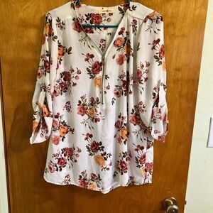 Wishful Park White Bell Sleeve Blouse with Mandarin Collar